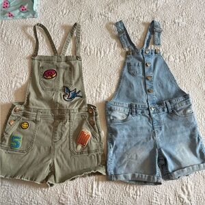 Pair of Shortalls Denim and Olive Green